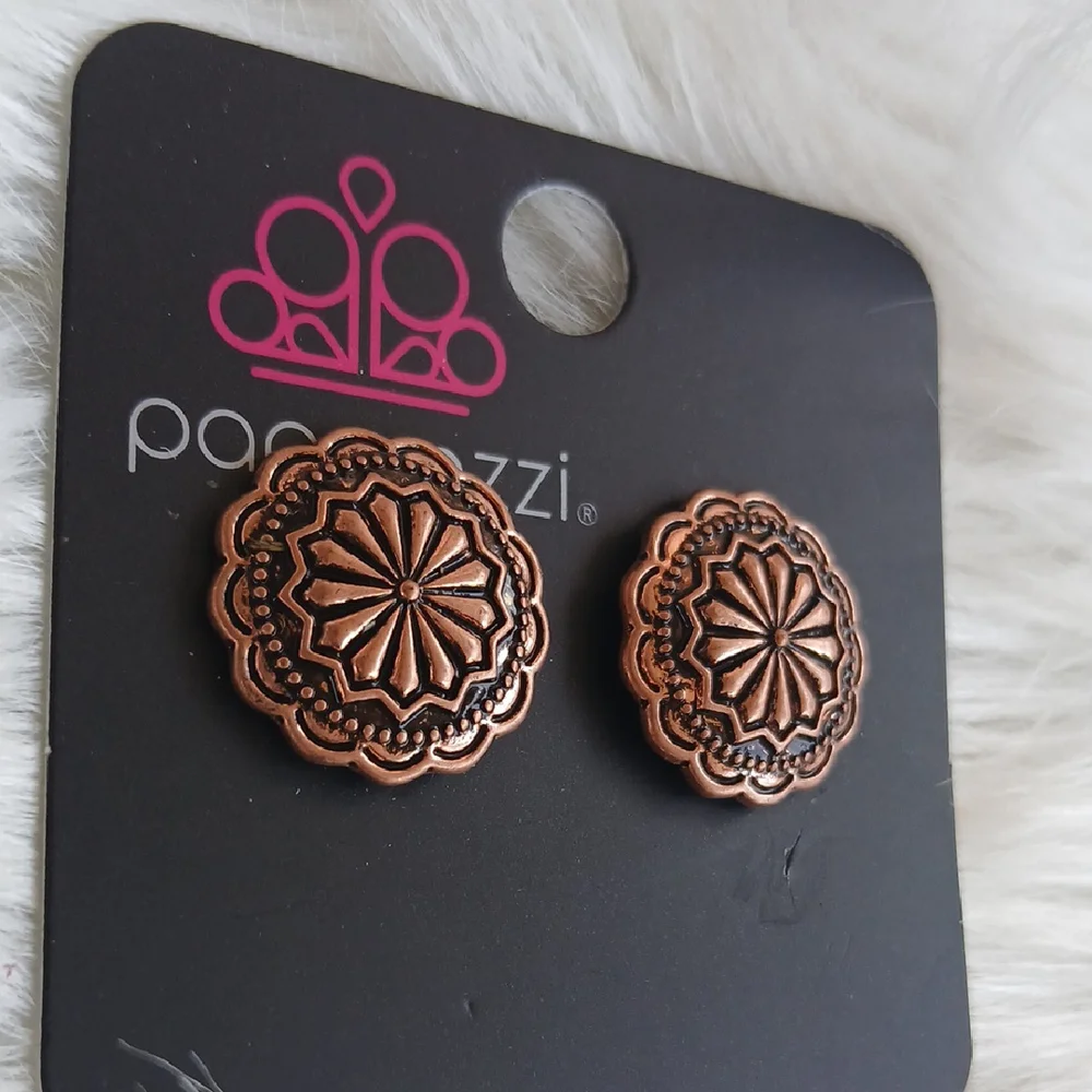 Paparazzi Copper Sunburst Earrings - Picture 2 of 6